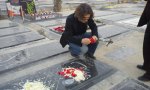 Arash Sadeghi at his mother's grave